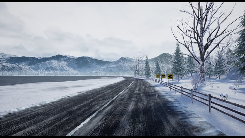 【这是两个资源】价值42.98美刀的UE4资产“赛道”冬季景观Racing Track Winter Landscape+Circle of the Sun