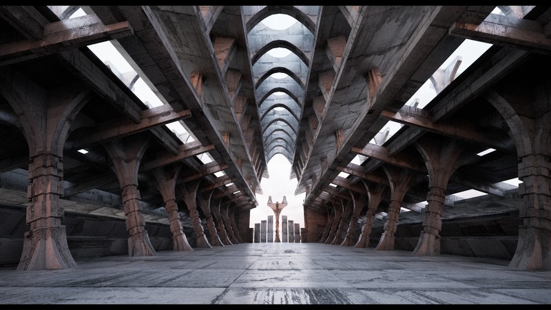 CG牛人资源网—ue5科幻混凝土走廊资产-Concrete Hallway