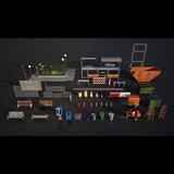 城市交通道路警示路灯等3D模型 Kitbash3d PROPS StreetSide