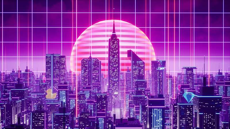 【UE4/5】赛博朋克风霓虹城市资产霓虹城 - 合成波-Neon City – Synthwave  ​