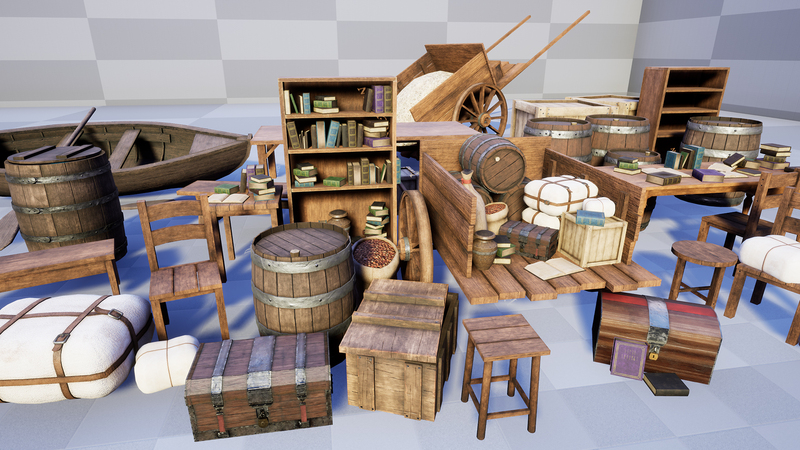 CG牛人资源网—【UE4】中世纪家具和道具包 Realistic Medieval Furniture and Props Pack