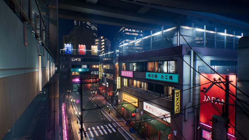 【UE4/5】赛博朋克日本城市包场景资产-Japanese city pack