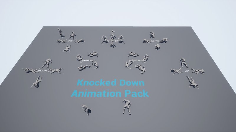 【UE4/5】 击倒动画包起身动画资产-Knocked Down Animation Pack