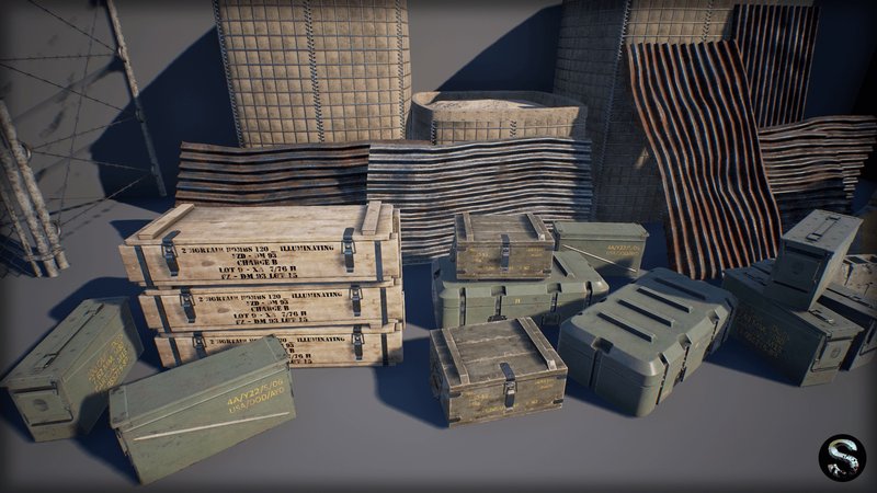 【UE4/5】军事沙袋围栏路障资产军事道具包-Military Props Pack