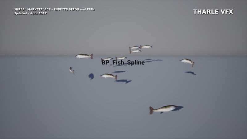 UE4虚幻4蓝图素材 飞鸟鹰鱼群蜻蜓蓝图 Insect Birds and Fish FX