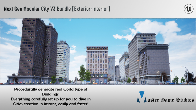 CG牛人资源网—UE4虚幻 新版 现代城市场景 Next Gen Modular City V3 [Bundle-Exteriors & Interiors]