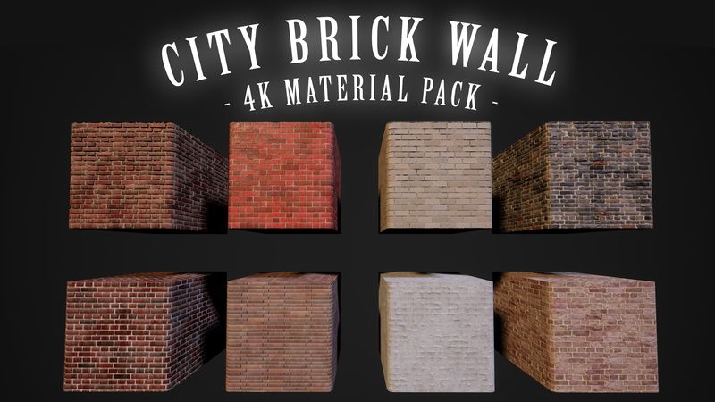 CG牛人资源网—【UE4】城市砖墙4K 材质包 City Brick Wall – 4K Material Pack