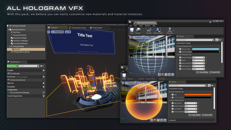 ALL HOLOGRAM VFX Pack全息图材质效果虚幻引擎